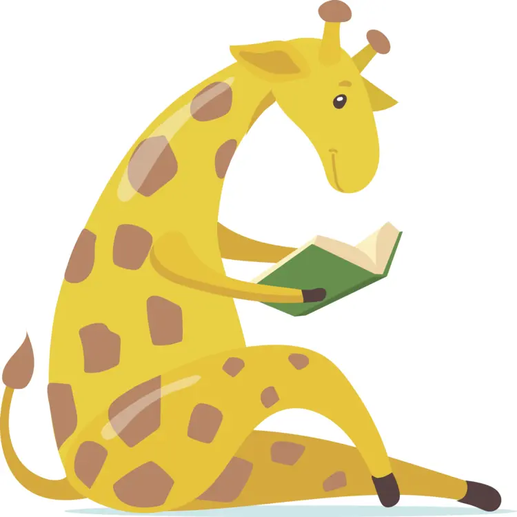 Giraffe Reading a Book