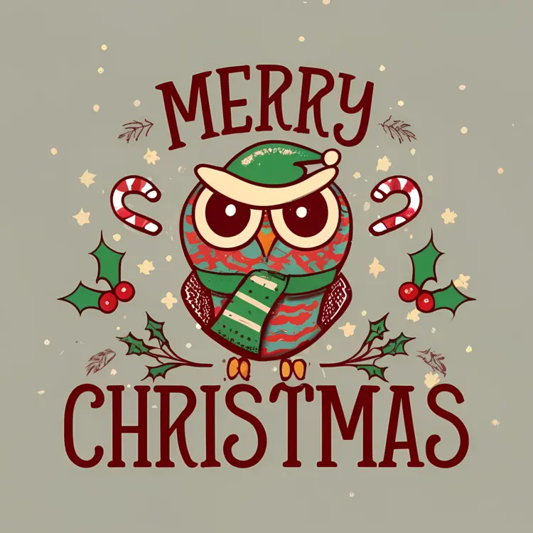 Christmas Owl with Candy Canes