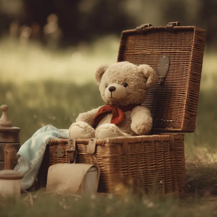 Teddy Bear in a Picnic Basket