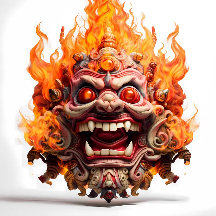Burning Demon Mask Illustration
