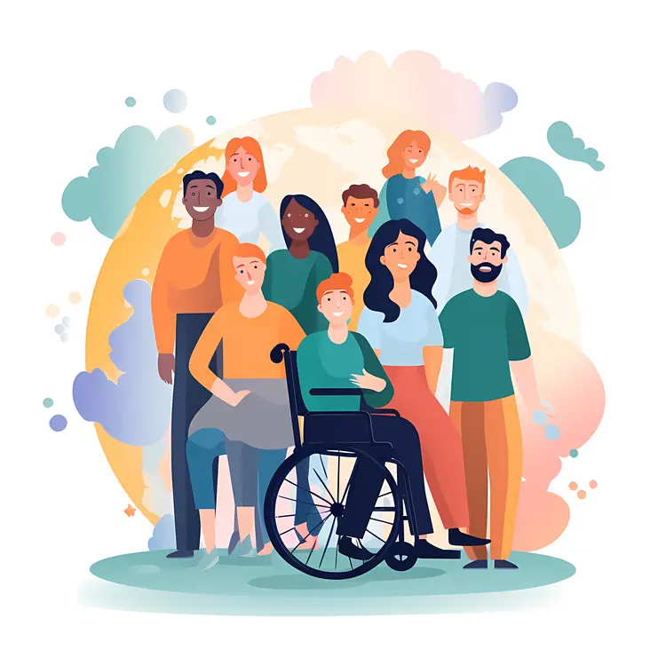 Group of People with Disabilities Illustration