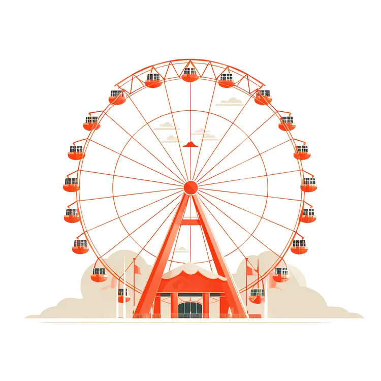 Red Ferris Wheel at Amusement Park