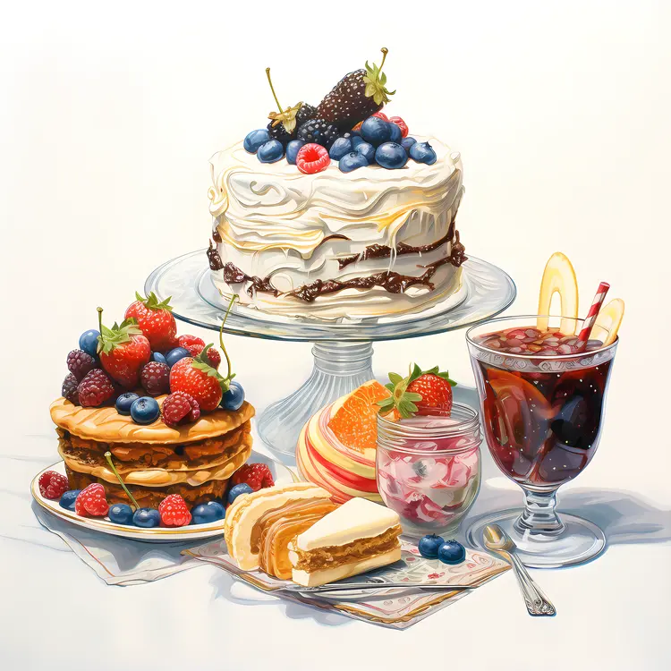 Berry Cake with Fresh Fruits