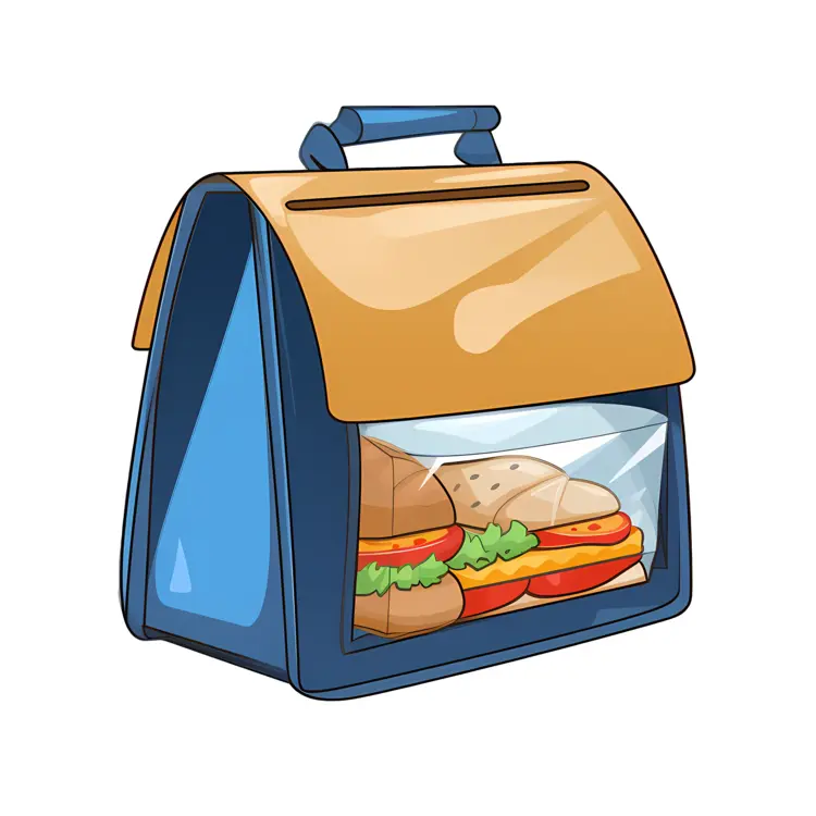 Blue Lunch Bag with Sandwiches