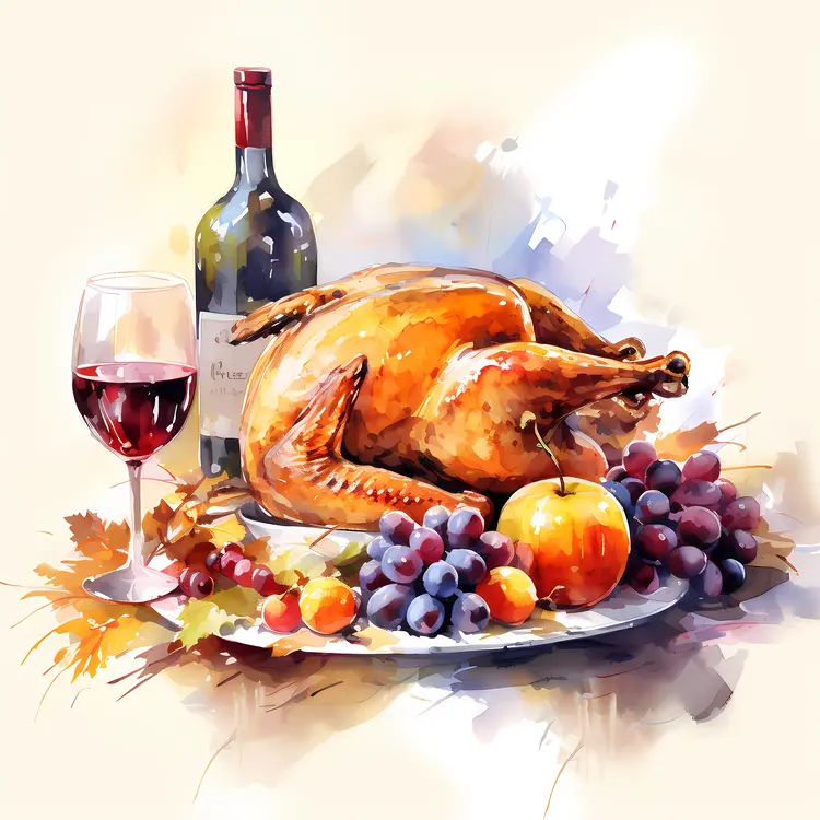 Roasted Turkey with Wine and Grapes