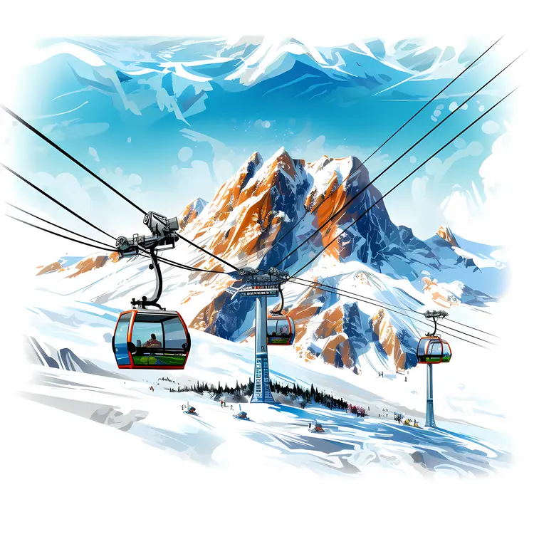 Ski Lift in Mountains