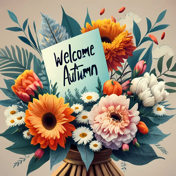 Welcome Autumn with Flower Bouquet