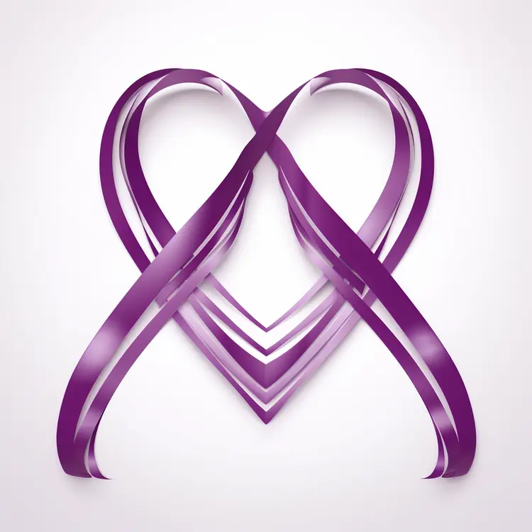 Purple Ribbon Heart Shape for Valentine's Day or Awareness Campaign