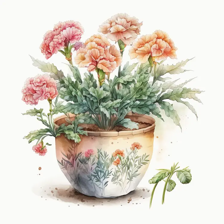 Beautiful Potted Flowers in Bloom