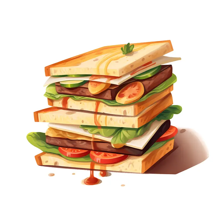 Stacked Sandwich with Fresh Ingredients