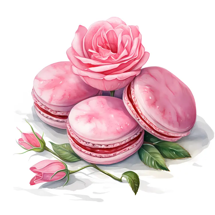 Pink Macarons with Rose Petals