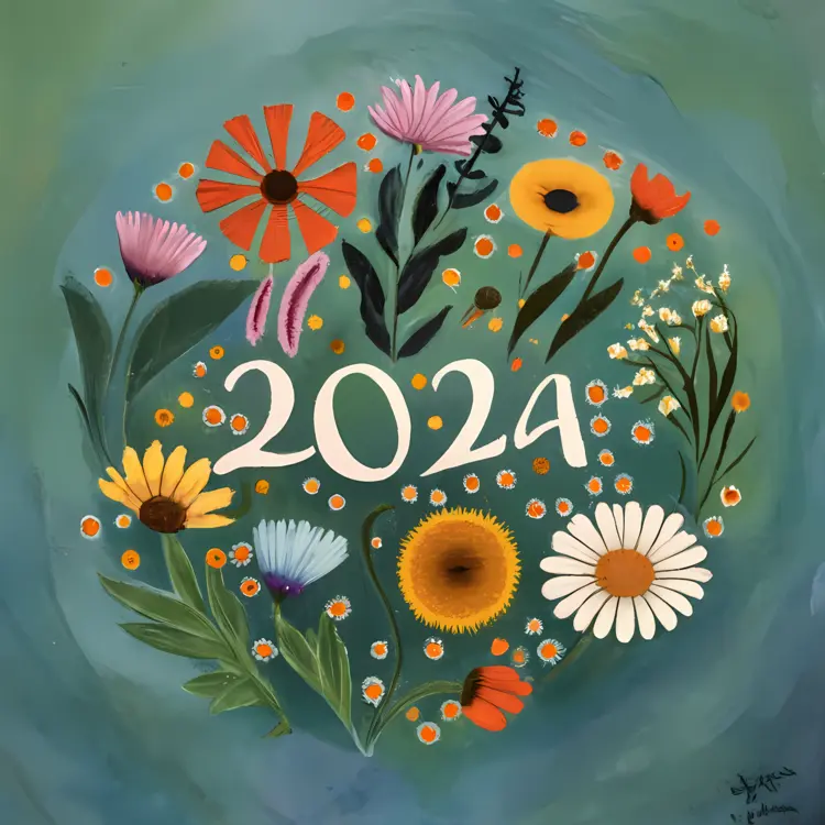 Bright Floral 2024 New Year Greeting