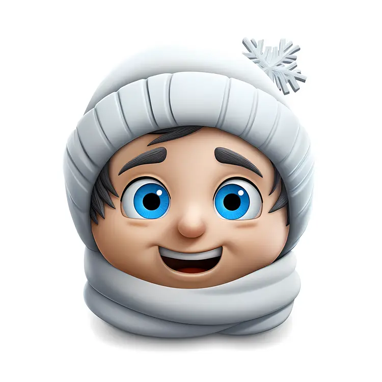 Smiling Boy in Winter Hat and Scarf