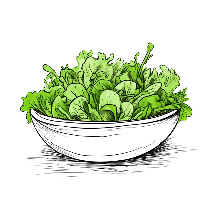 Fresh Green Salad in a Bowl Illustration