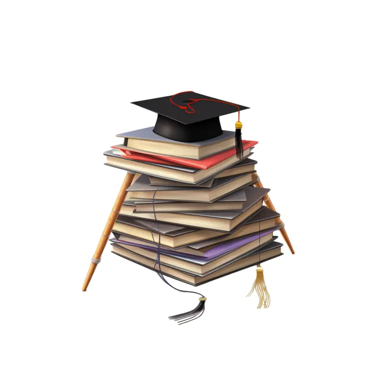 Graduation Cap on Stack of Books