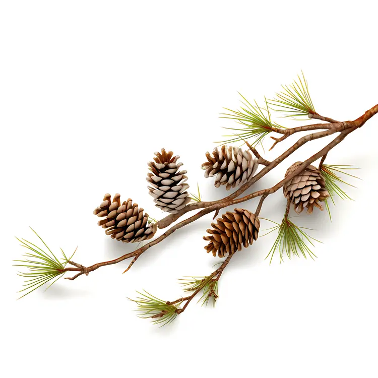 Pine Cones on a Branch for Christmas Decoration