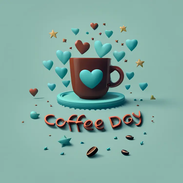 Coffee Cup with Hearts for Coffee Day