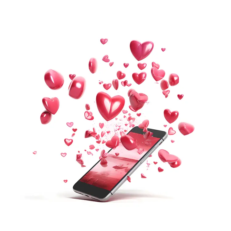 Hearts Floating from a Smartphone