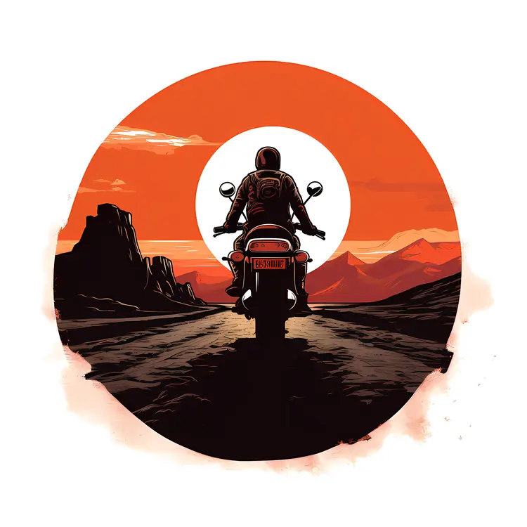 Illustrated Biker on Road