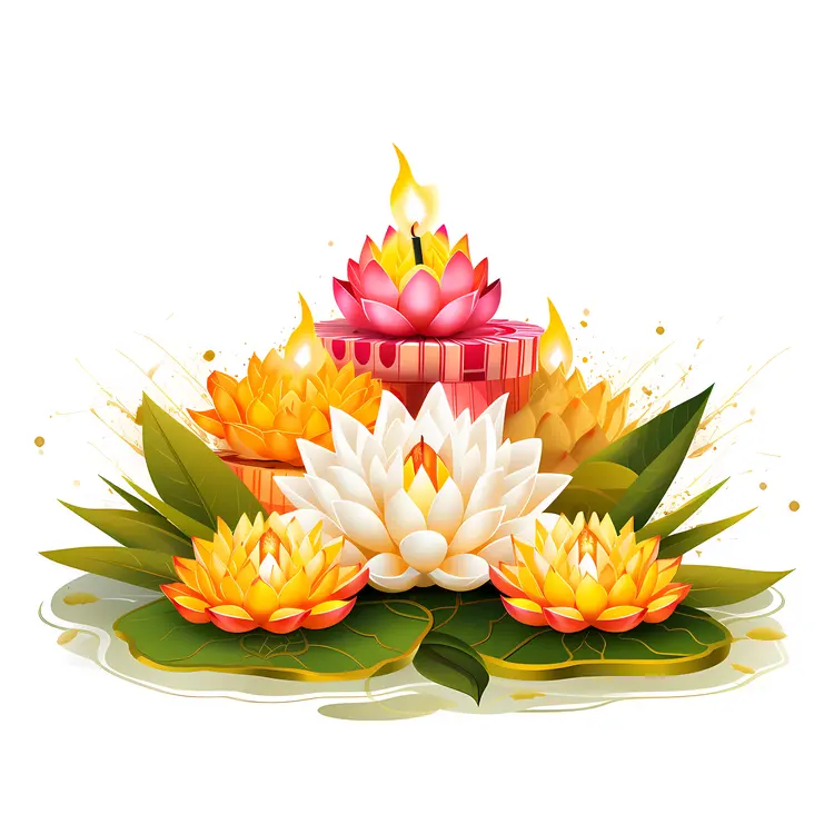 Lotus Candles on Water