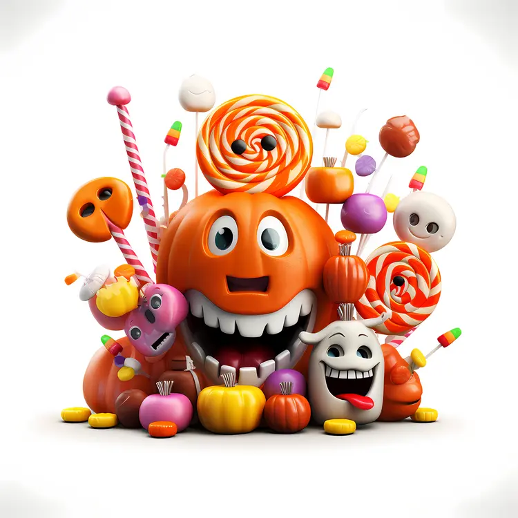 Halloween Candy Display with Pumpkins
