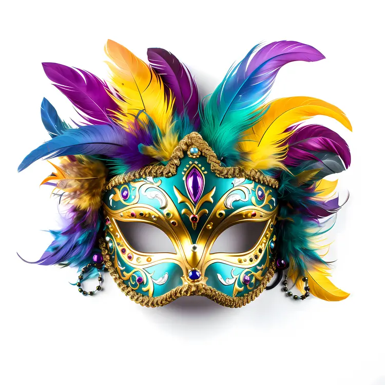 Turquoise Feather Mask for Carnival Celebrations