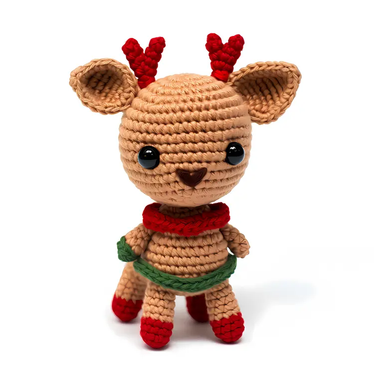 Cute Reindeer in Red Scarf for Christmas