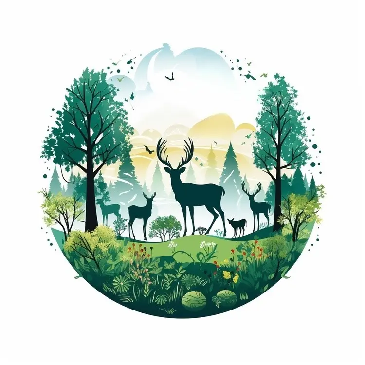 Deer Family in the Forest