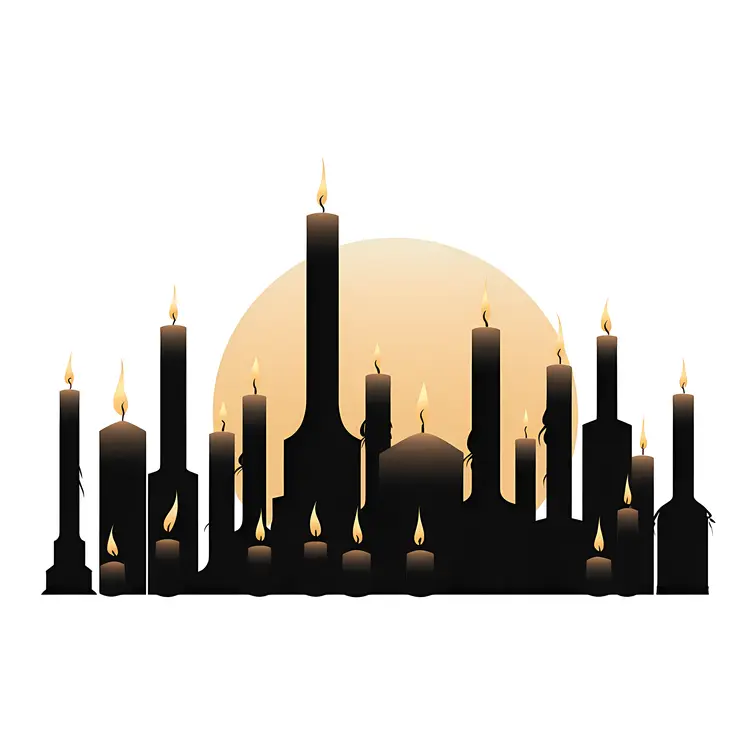 Silhouette of Candles with a Sunset