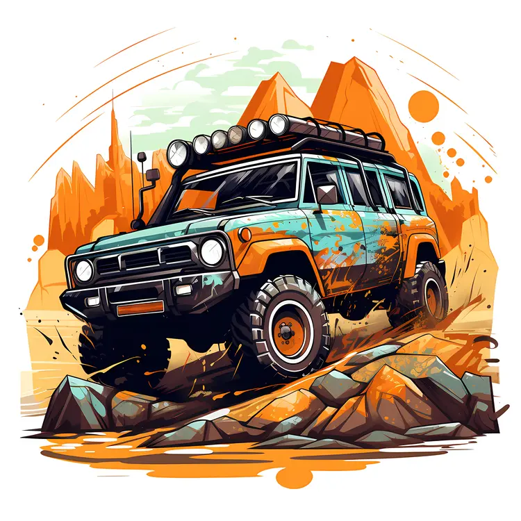 Off-Road Vehicle on Rocky Terrain
