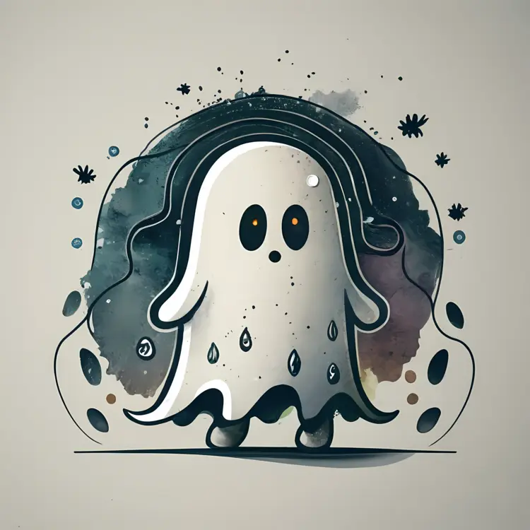 Cute Ghost with Spooky Background for Halloween