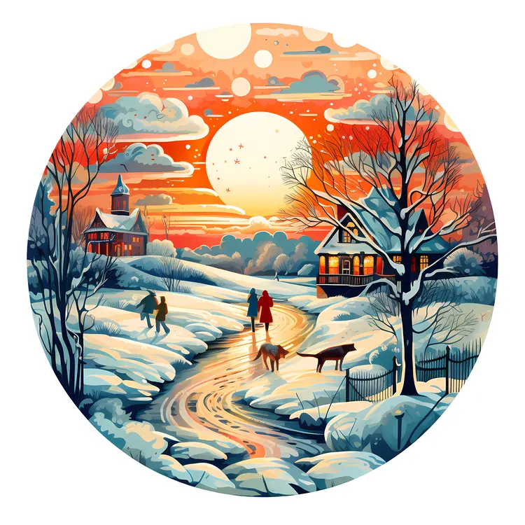 Winter Village at Sunset