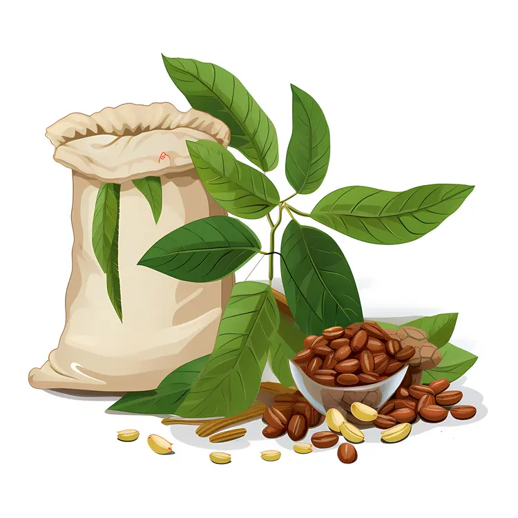 Coffee Beans and Plant with Bowl