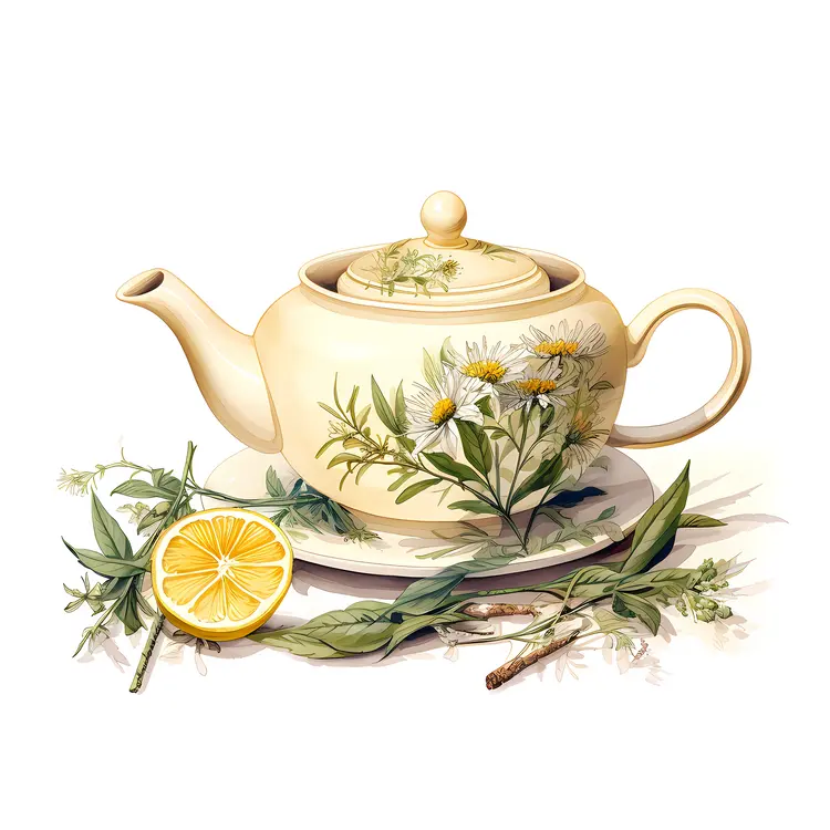 Chamomile Tea with Lemon and Fresh Herbs