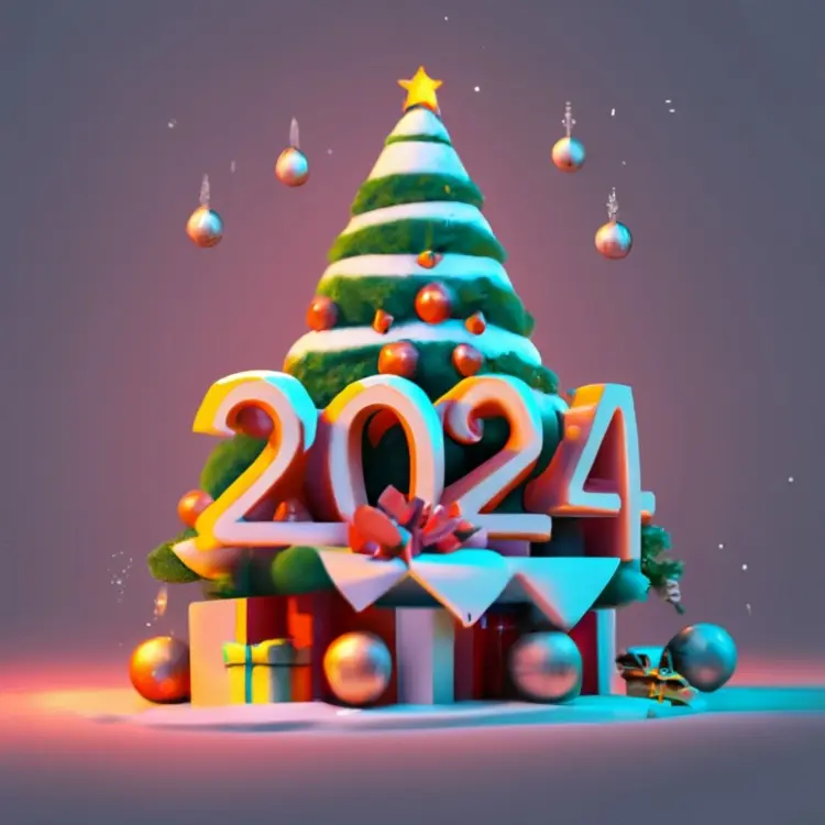 Christmas Tree with 2024 Decorations