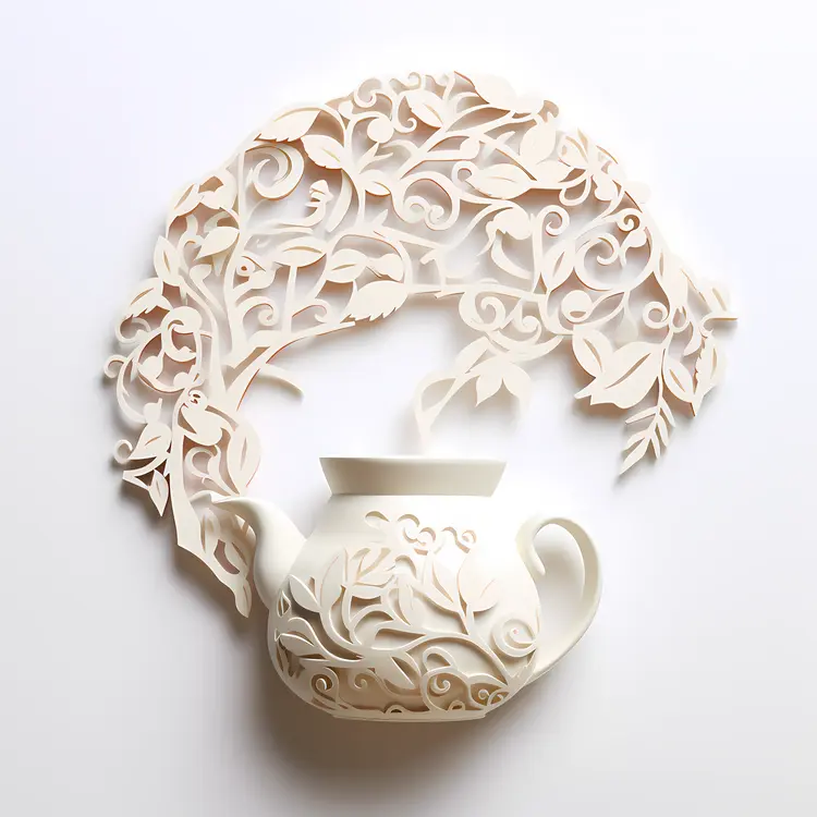 Elegant White Teapot with Floral Design