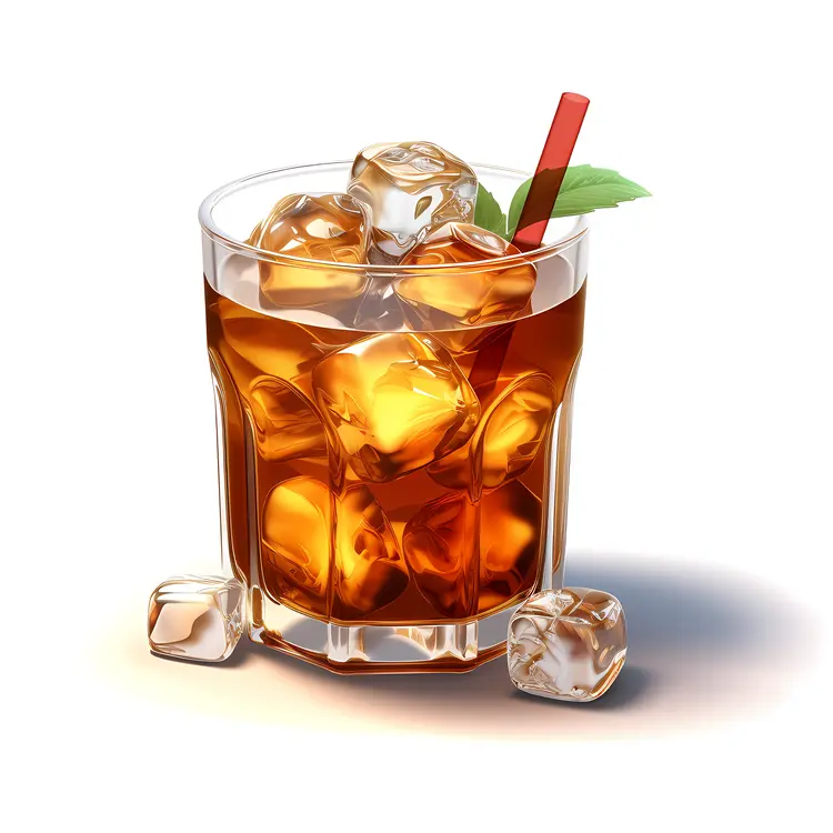 Smiling Glass of Iced Tea with Ice Cubes