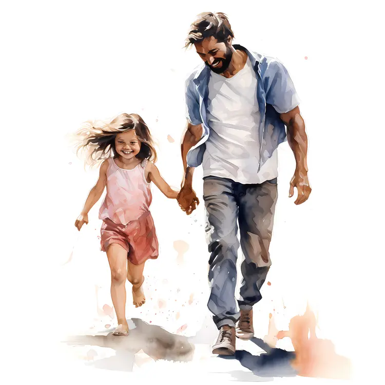 Father and Daughter Walking Together