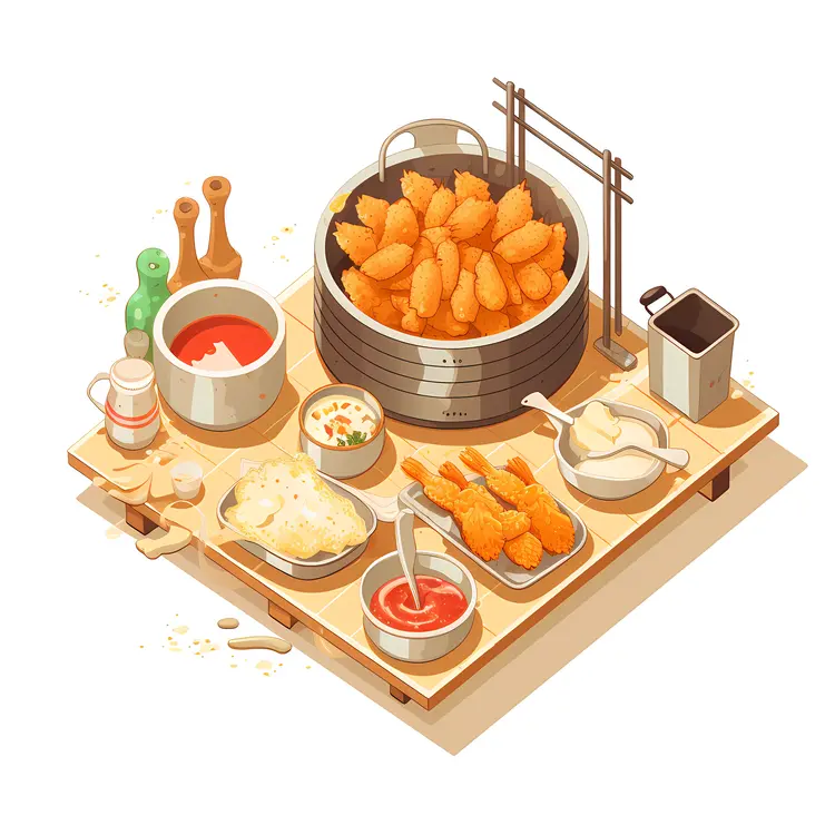 Crispy Fried Shrimp with Various Dipping Sauces