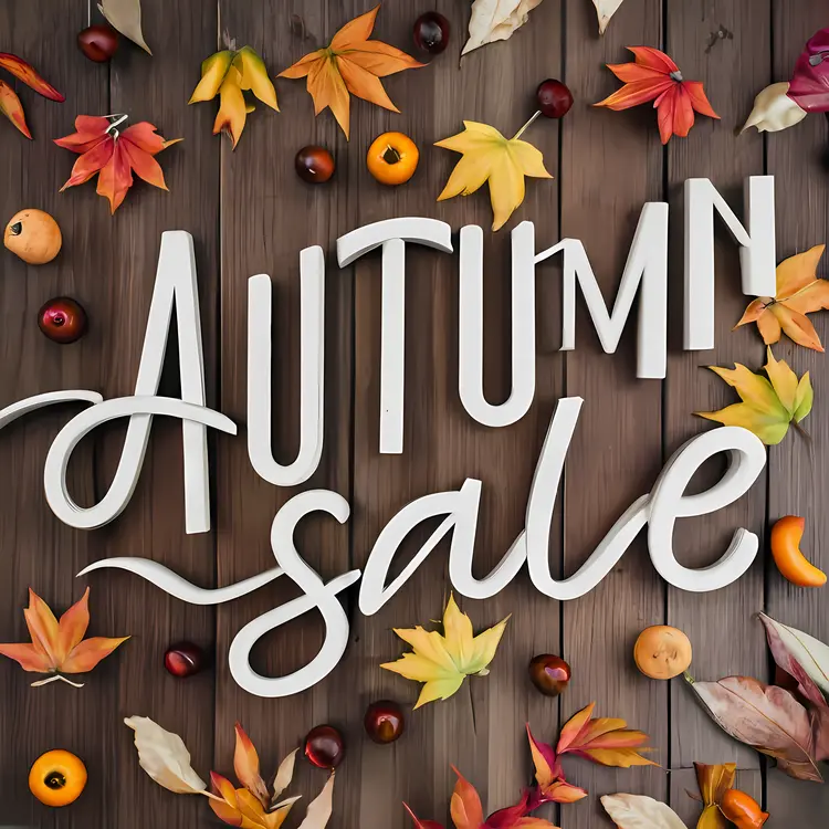 Autumn Sale with Leaves and Fruits