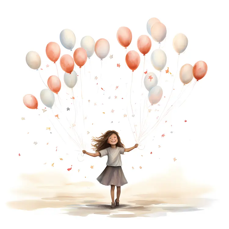 Girl Holding Colorful Balloons