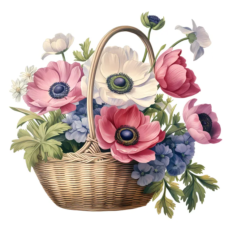 Beautiful Flower Basket with Anemones