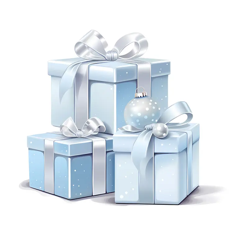 Blue Gift Boxes with White Ribbons