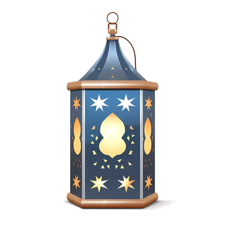 Blue Lantern with Star Cutouts