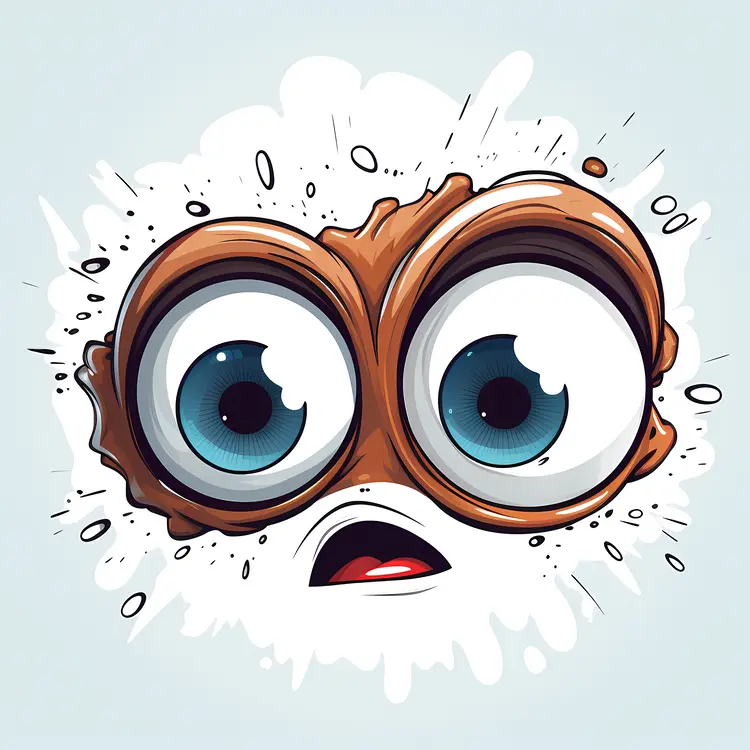 Cartoon Face with Big Eyes and Surprised Expression