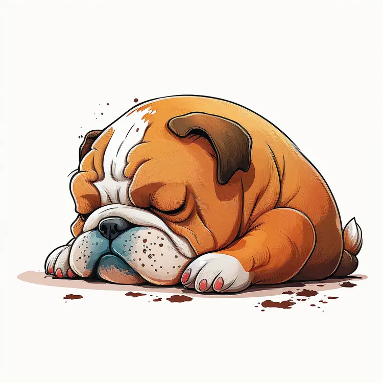 Cute Sleeping Bulldog Illustration