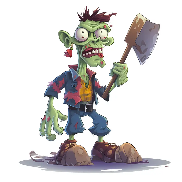 Cartoon Zombie with Axe for Halloween