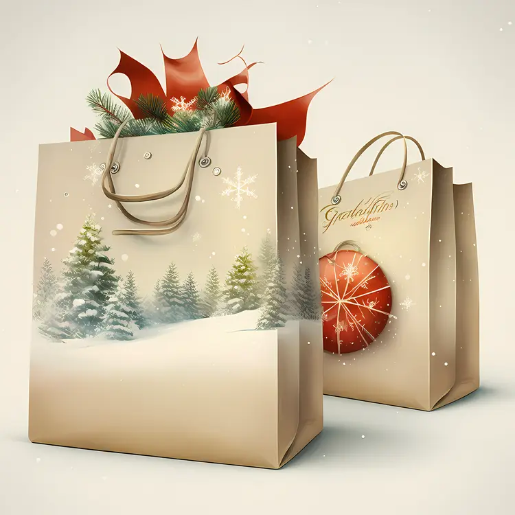 Festive Christmas Gift Bags with Holiday Decorations