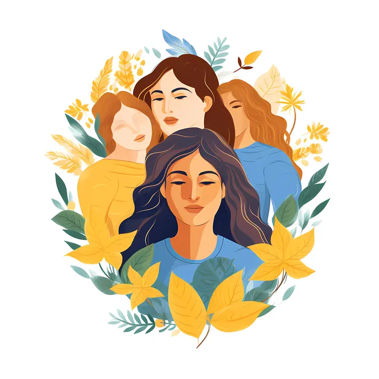 Beautiful Women with Floral Background Illustration