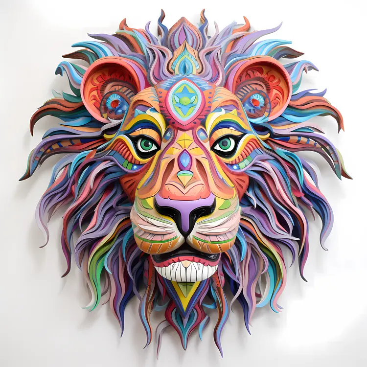 Intricate Colorful Lion Mask